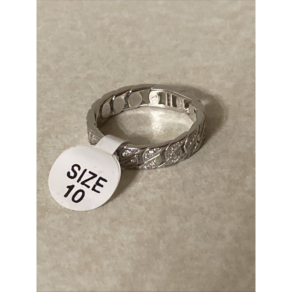 Men’s Sterling Silver Mossainte Ring Size 10